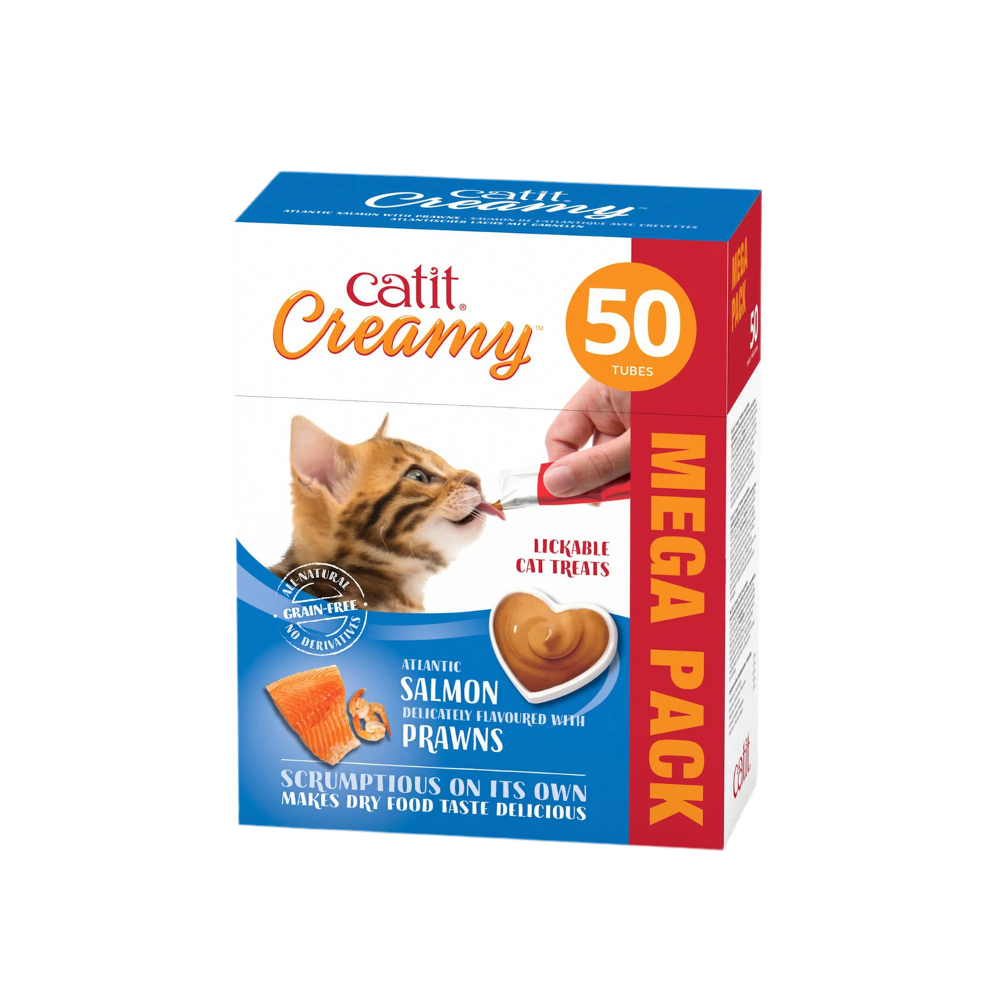 Catit | Creamy treat de Salmon y gambas - 4 tubos