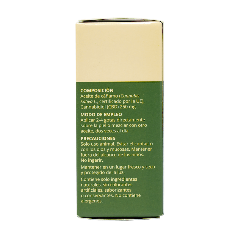 Aceite de CBD full spectrum certificado UE para perros y gatos