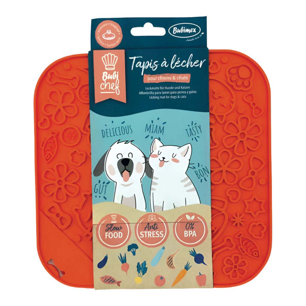 Alfombrilla para lamer perros y gatos color rojo de caucho TPR