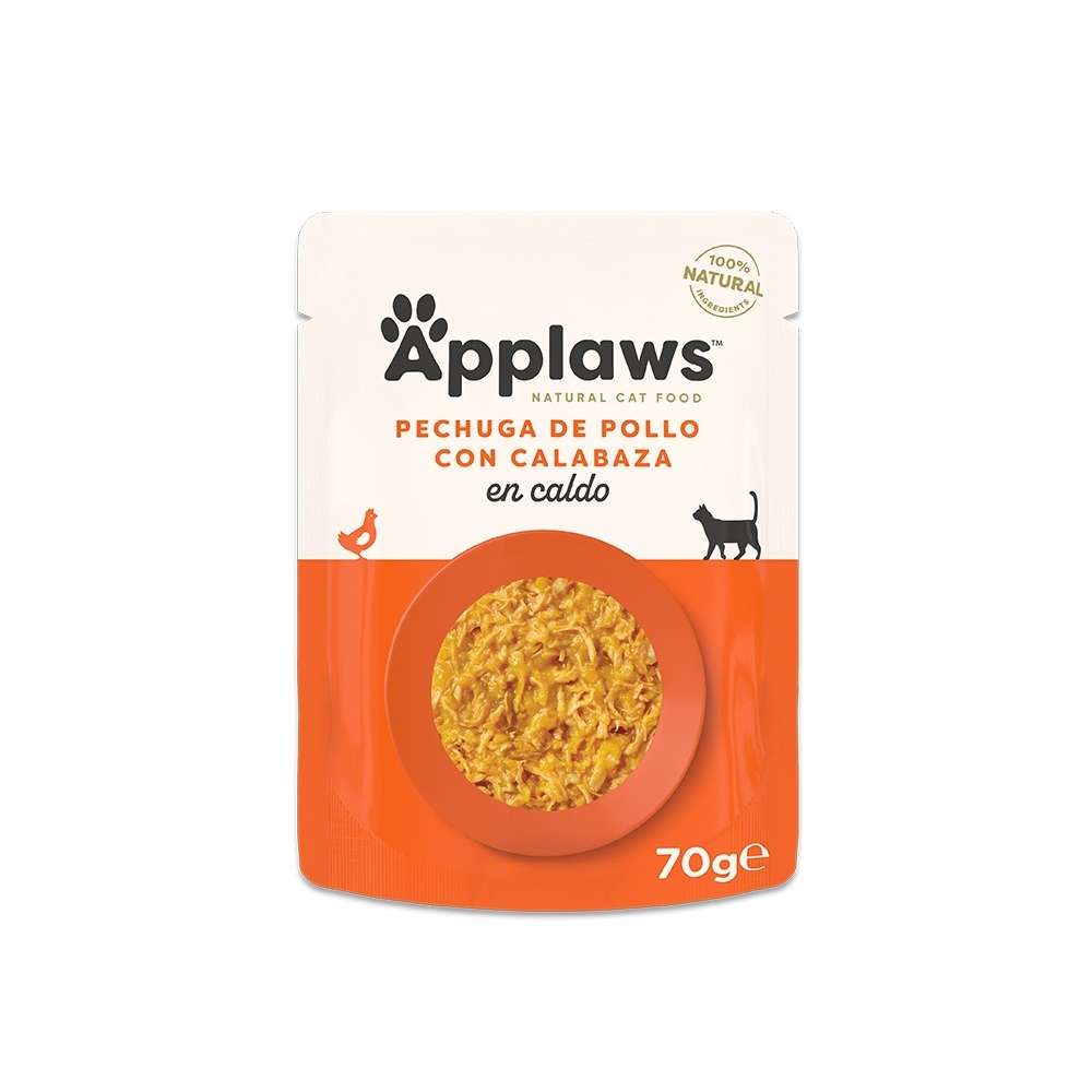Applaws pechuga de pollo con calabaza en caldo, sobre de 70 g para gatos