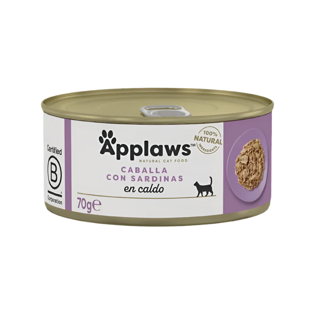 Applaws Caballa con Sardina en Caldo para gatos, lata 70g