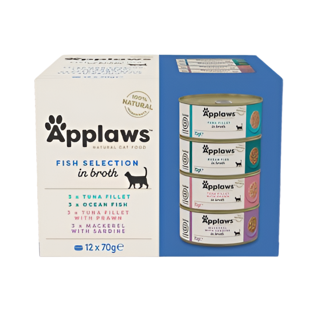 Applaws Multipack Pescado en Salsa 12x70g, alimento húmedo natural para gatos adultos