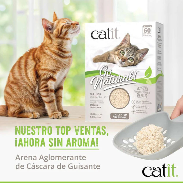 Arena ecológica para gatos hecha con cáscara de guisante