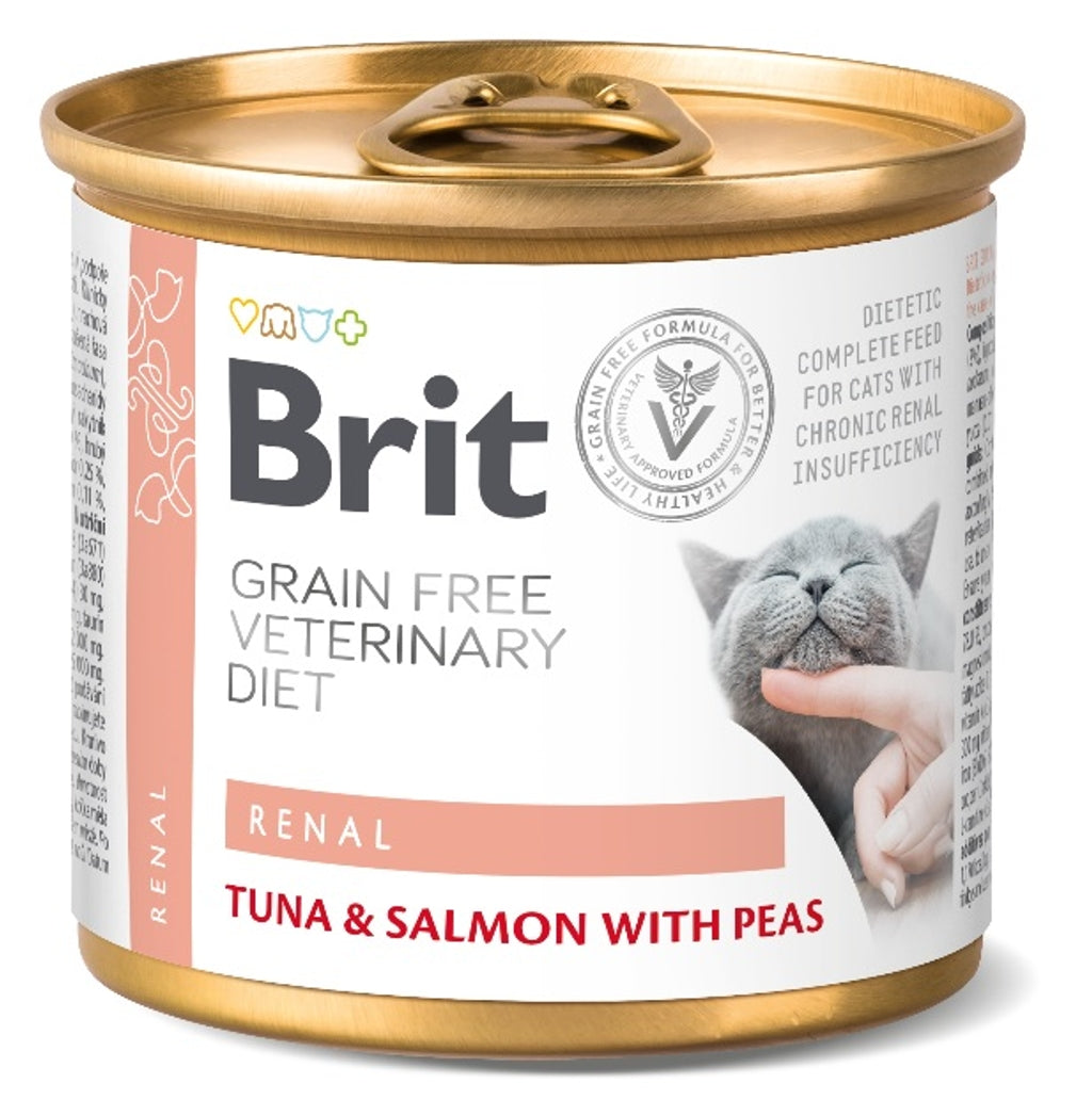 Brit Veterinary Diet Renal gato atún y salmón lata 200g dieta insuficiencia renal