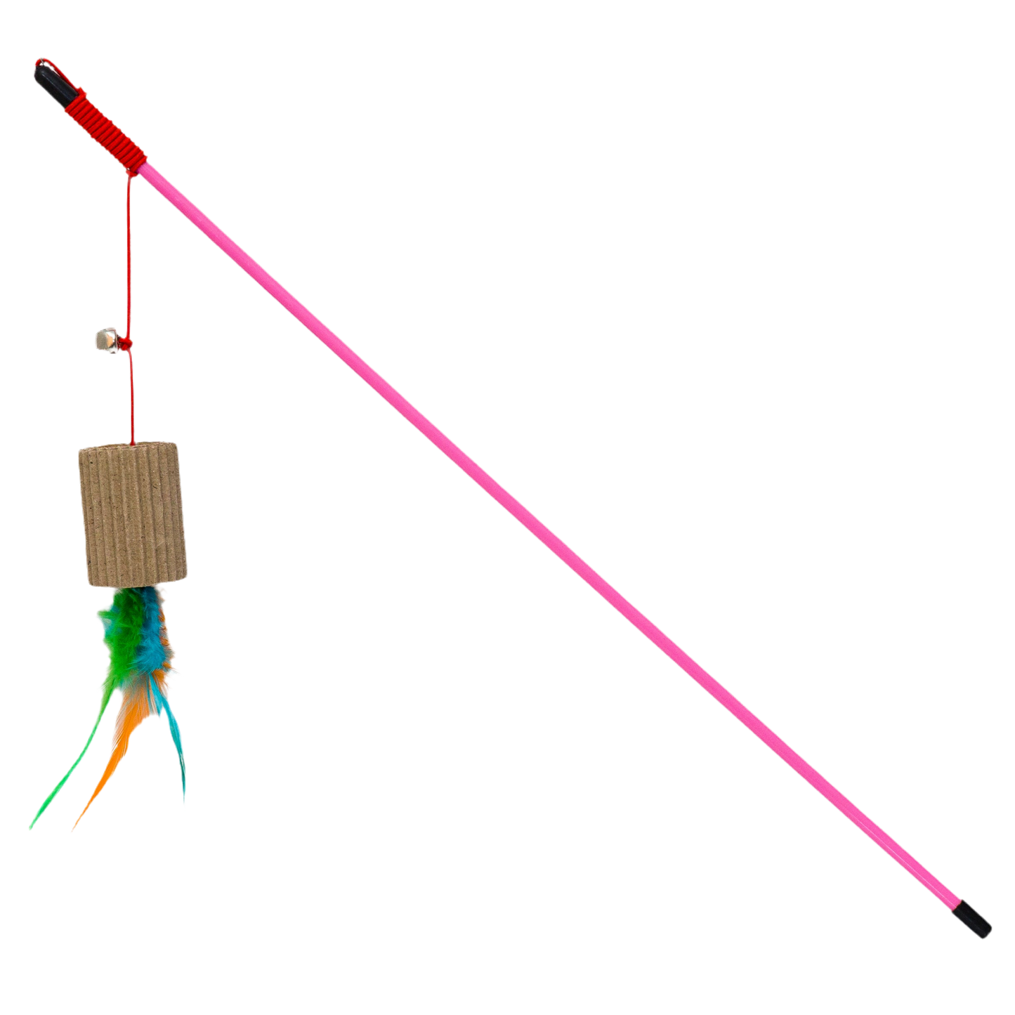 Caña para gatos con papel corrugado y plumas