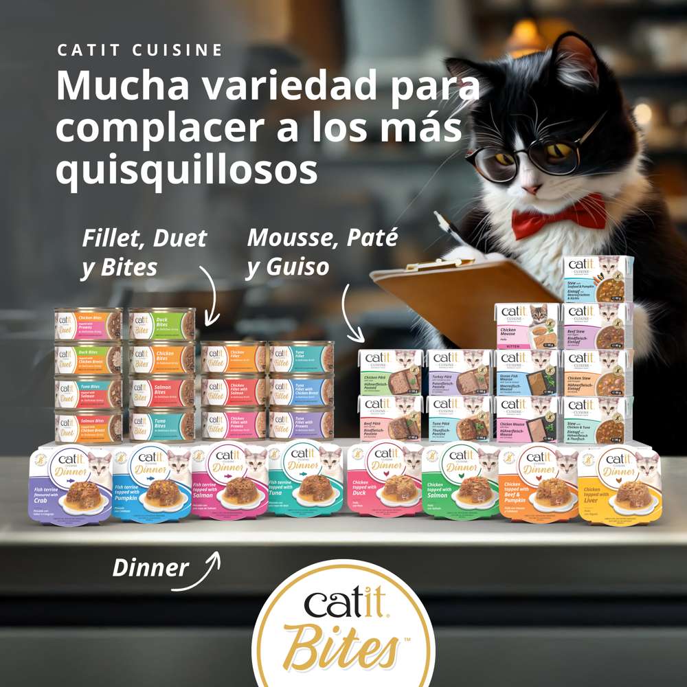 Catit Cuisine Bites comida húmeda natural sin cereales para gatos