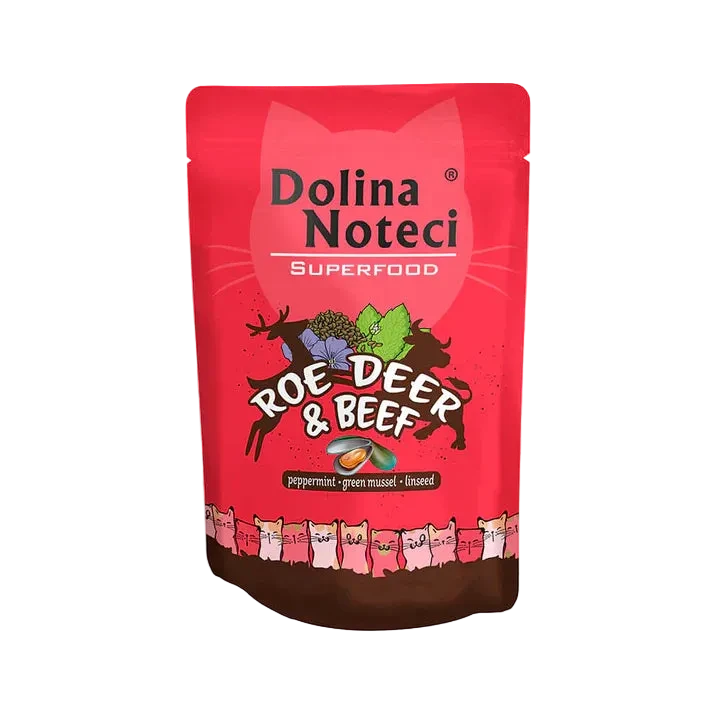 Dolina Noteci Superfood gato corzo y vacuno comida húmeda 85g