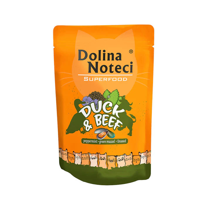 Dolina Noteci Superfood gato pato y vacuno comida húmeda 85g