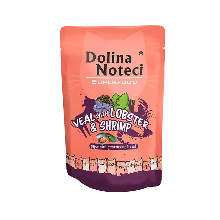 Dolina Noteci Superfood gato ternera y langosta comida húmeda 85g