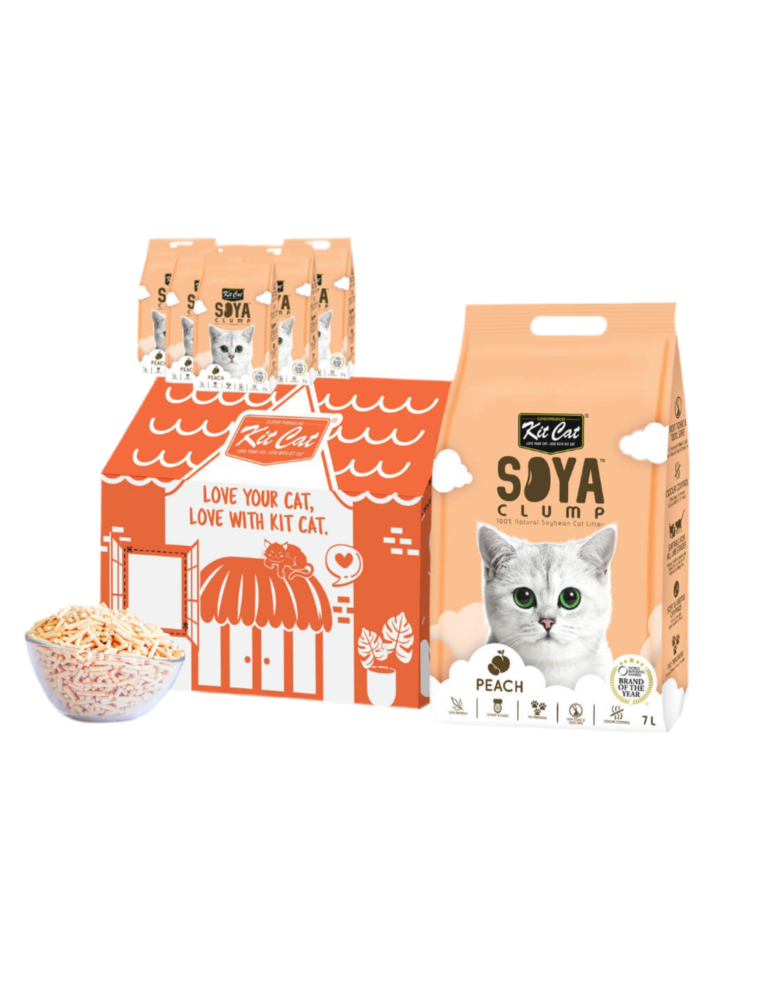 Kit Cat | SoyaClump Arena de Soja BIO - Melocoton 7L