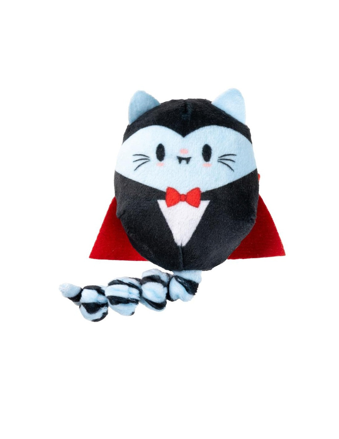 FuzzYard Fangelica, juguete de Halloween para gatos con forma de gato vampiro, capa roja y cola de tela retorcida