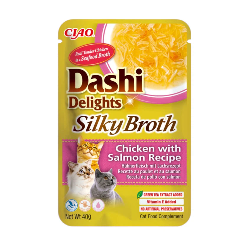 INABA Dashi Delights – Friandises Pour Chats En Sachets – Riches En Humidité, Haute Teneur En Protéines, Faibles En Calories – Sans Céréales Ni Sucre Ajouté – 12 X 40g (Poulet, Thon, Saumon)