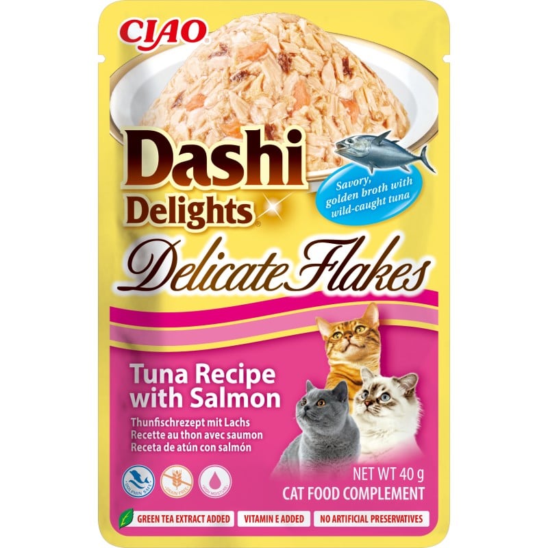 Inaba Churu Dashi Delights Delicate Flakes Atún y Salmón 70g para gatos