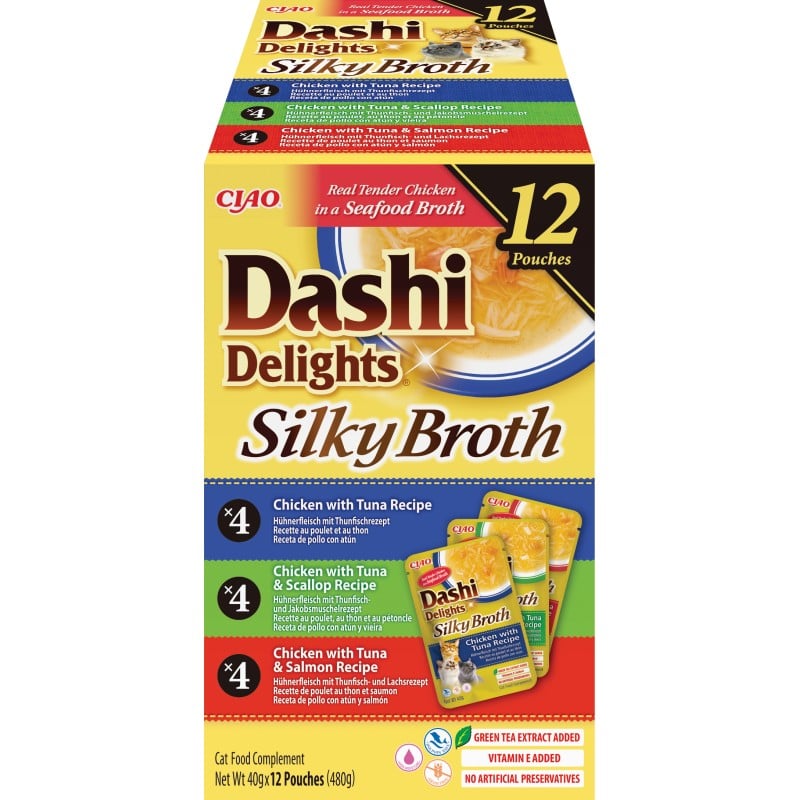 Inaba Churu Dashi Delights Silky Broth variedades de atún 12x70g para gatos