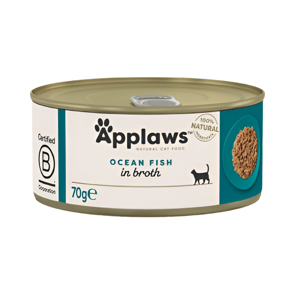 Lata Applaws Pescado de mar 70 g para gatos – comida húmeda natural y sostenible