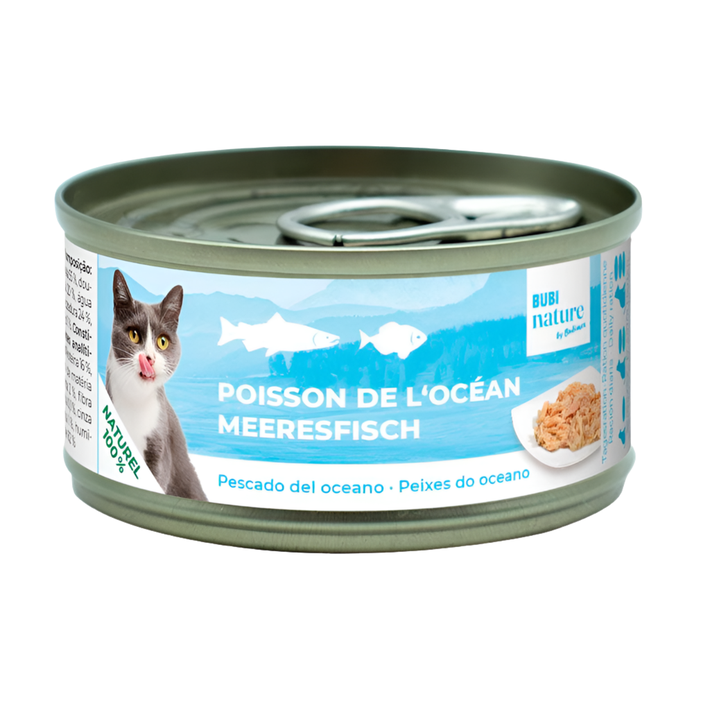 Lata Bubi Nature caballa y dorada 70 g alimento complementario para gatos