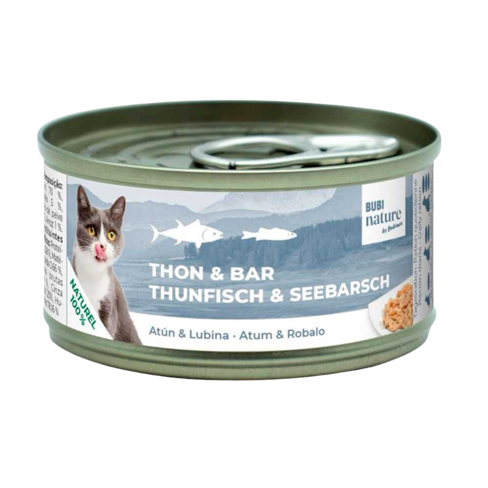 Lata Bubimex Nature Atún y Lubina 70 g alimento complementario para gatos