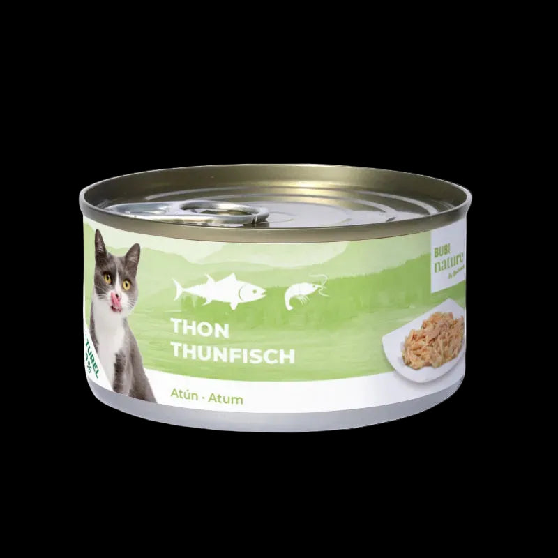 Lata de comida húmeda para gatos Bubi Nature filetes de atún 140 g.