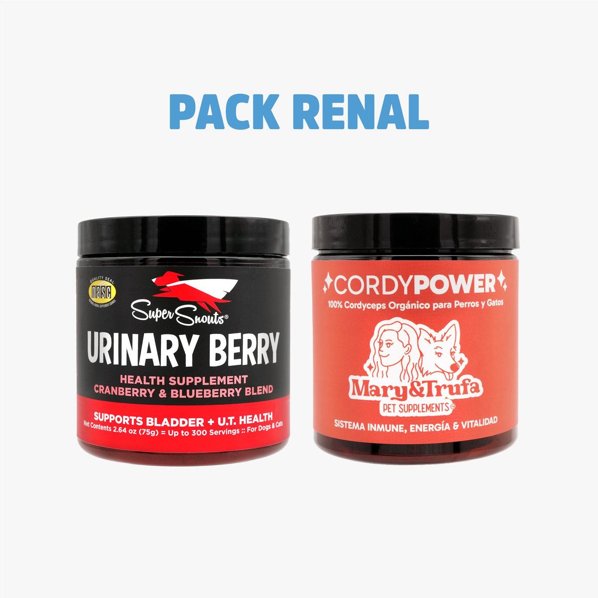 Nevanto | Pack renal – Urinary Berry – Arándanos (75 g) + Cordy Power (75 g)