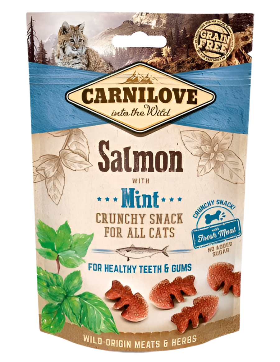 Pack ahorro snacks Carnilove de salmón con menta para gatos