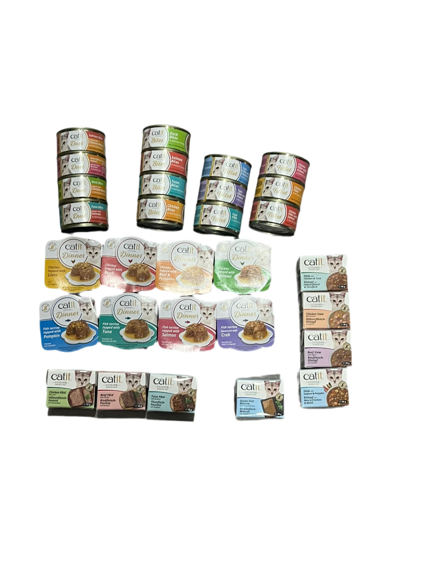 Pack de prueba Catit Cuisine para gatos con variedad de latas y recetas