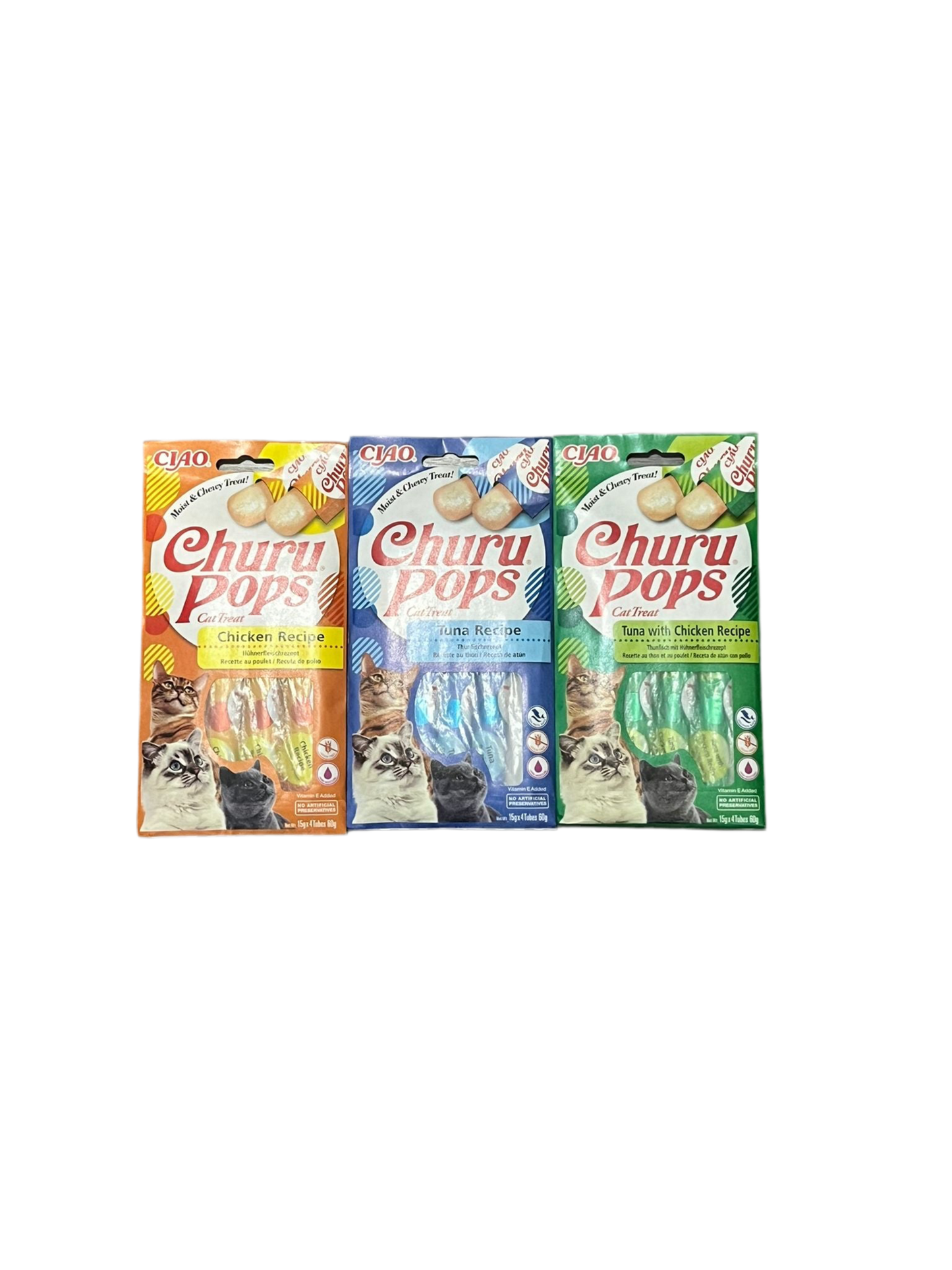 Pack degustación Inaba Churu Pop para gatos con sabores de atún y pollo
