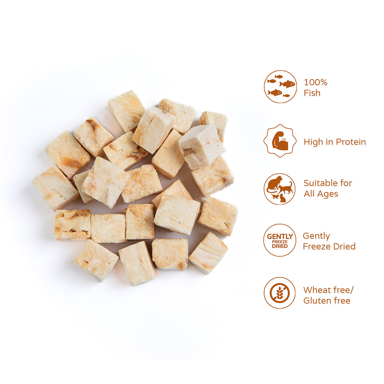 Snack de pescado liofilizado Thrive para gatos, sin cereales ni aditivos