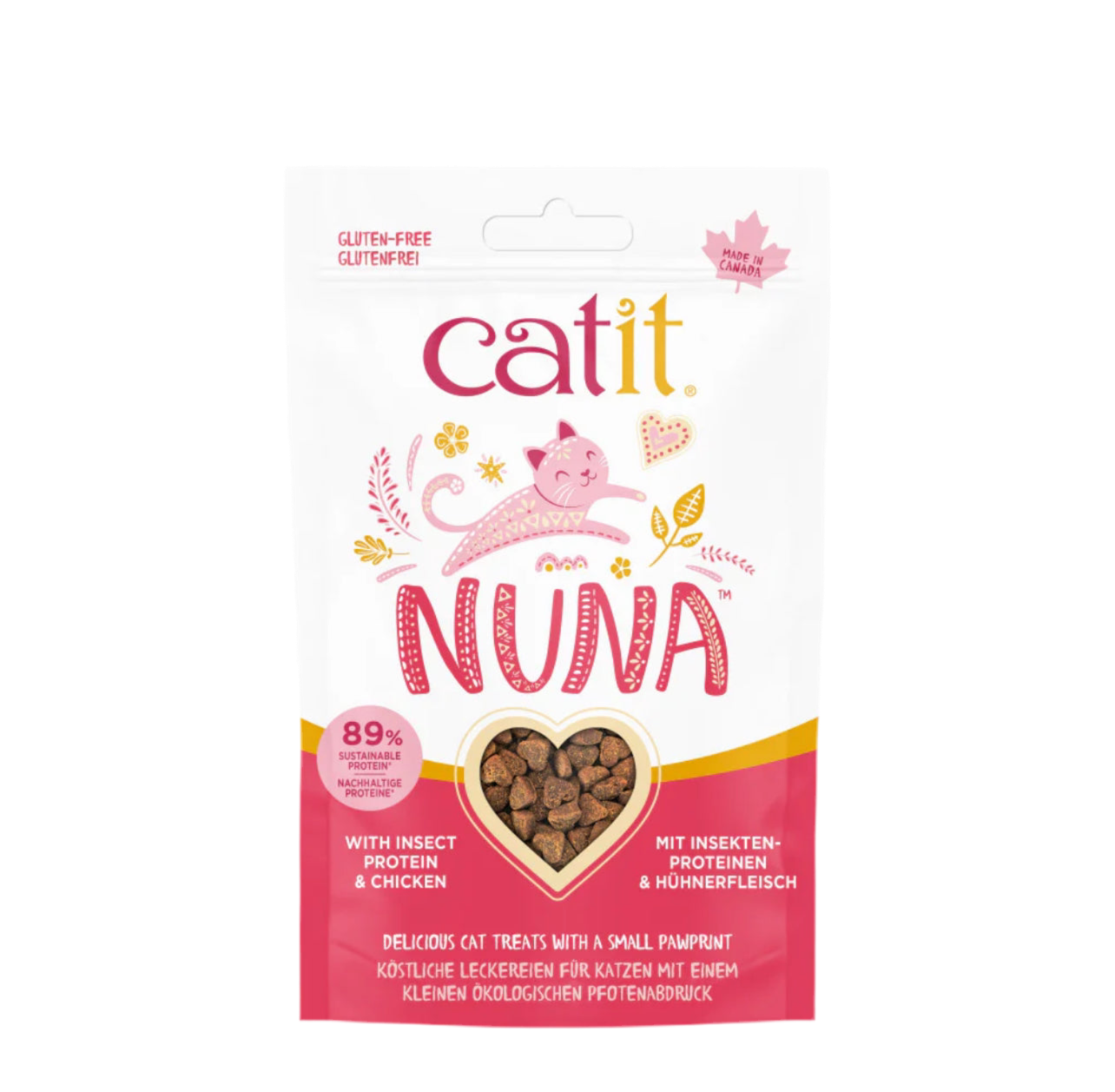 Snacks gatos Catit Nuna con proteína de insectos y arenque
