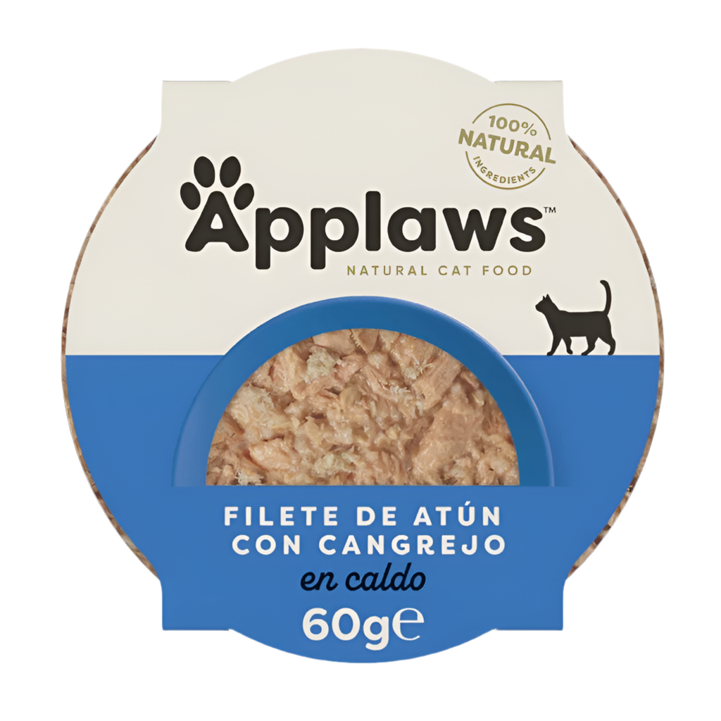 Tarrina Applaws Atún con Cangrejo para gatos – comida húmeda natural y rica en proteína marina