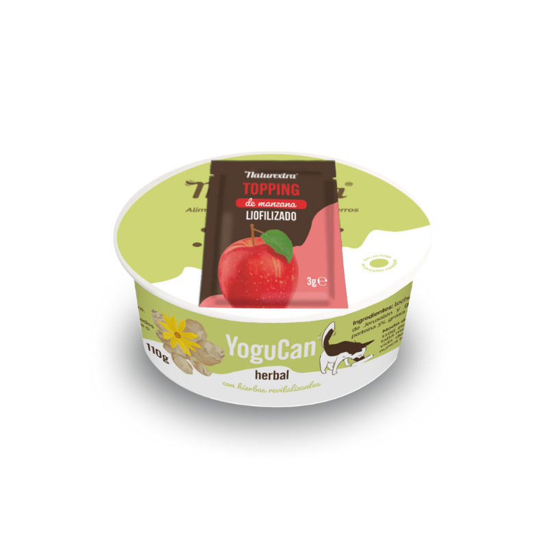 Yogucan Herbal con topping liofilizado de calabaza para perros y gatos