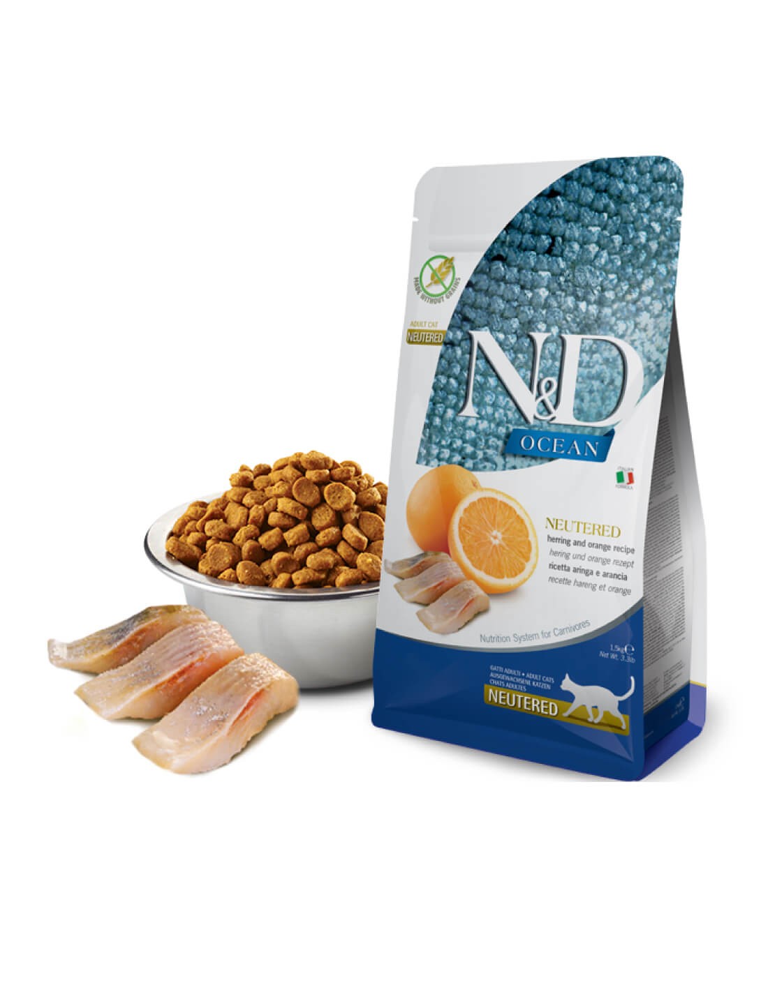 Farmina | N&D Ocean Esterilizados - Arenque y naranja para gatos (2x5kg)