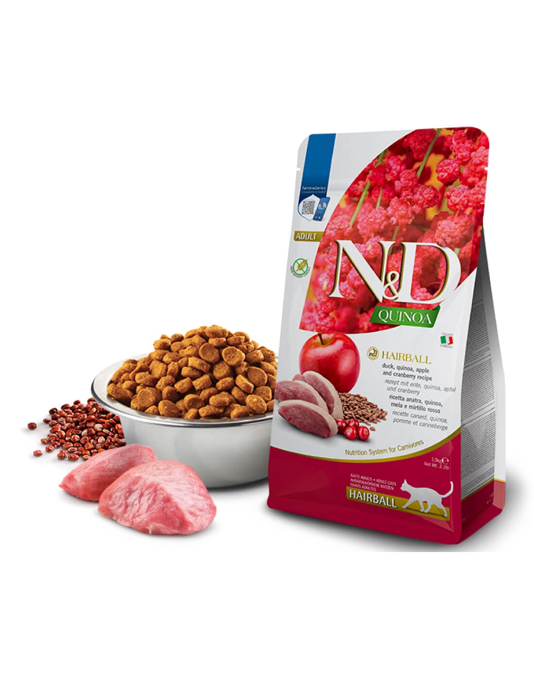 FARMINA | N&D Quinoa Hairball - Pato y Arándanos (3x1,5kg)