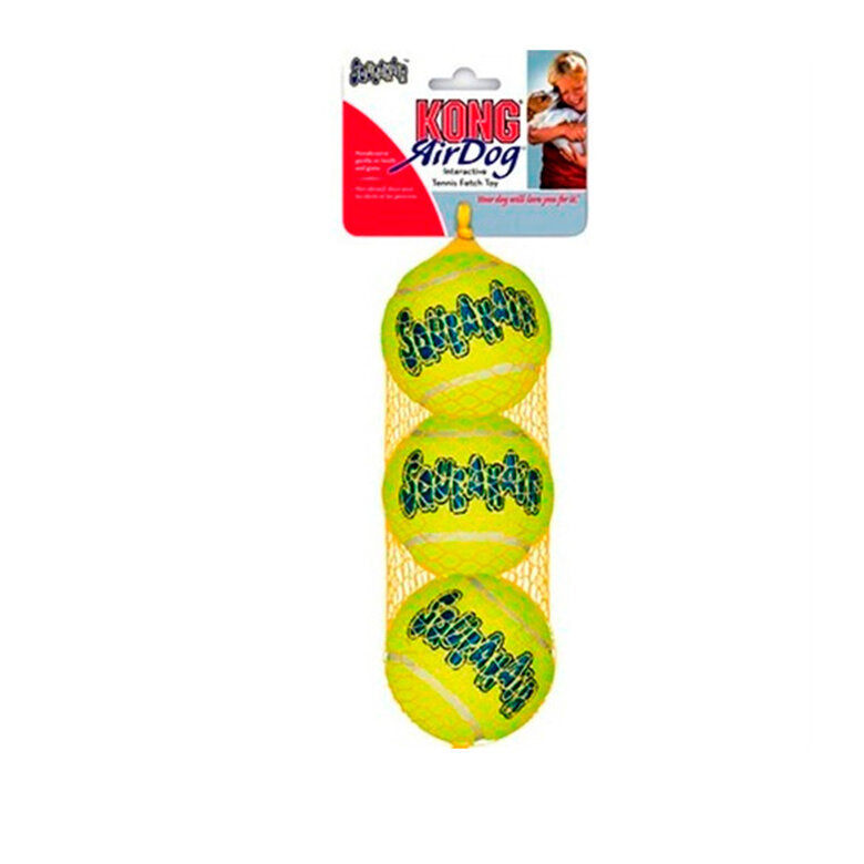 Pack de 3 pelotas de tenis para perros Kong Air Dog Squeakair (Talla M)