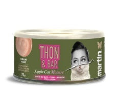 Martin Sellier ATUN&LUBINA LIGHT MOUSSE, lata de 70 g para gatos