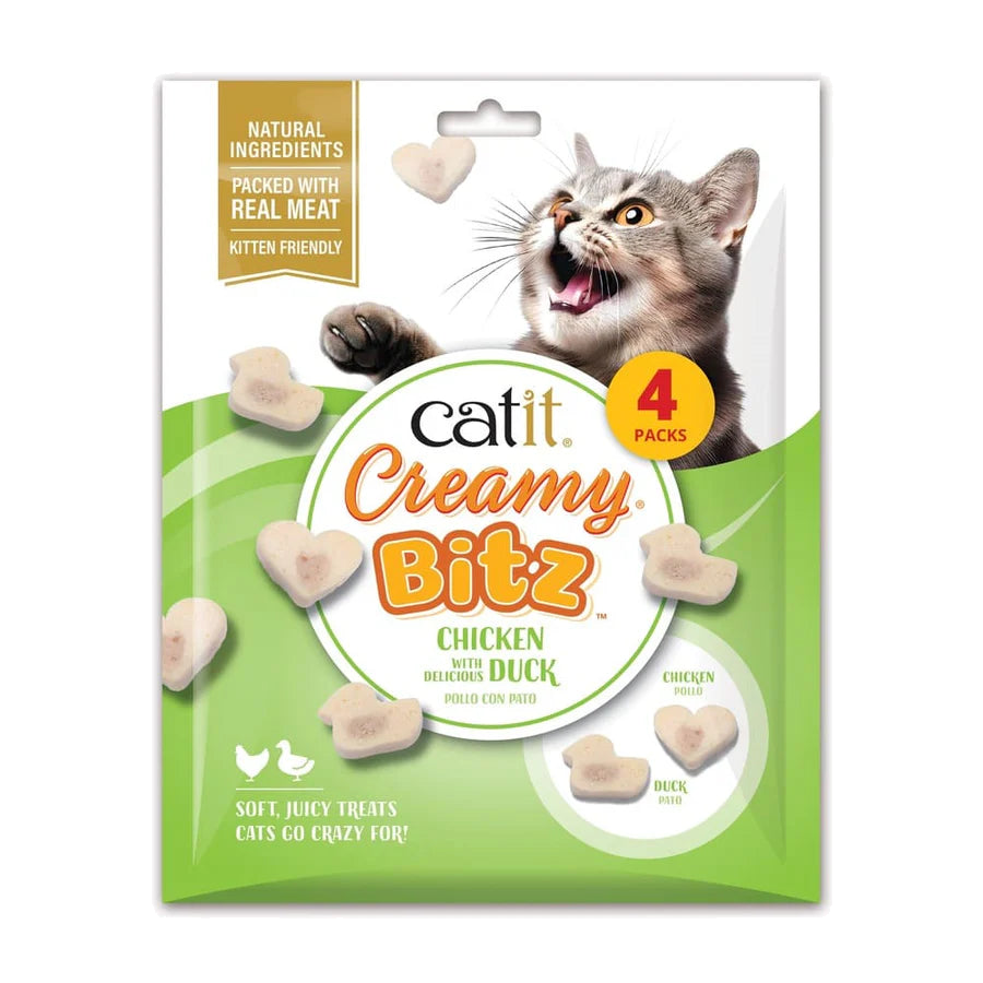 Catit Creamy Bitz Pollo con Pato para gatos snack blando y cremoso en bolsitas individuales