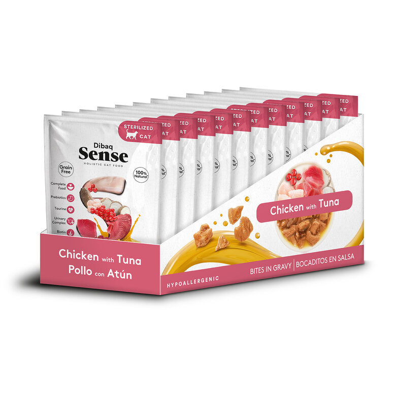 pack 12 comida humeda gatos esterilizados pollo atun