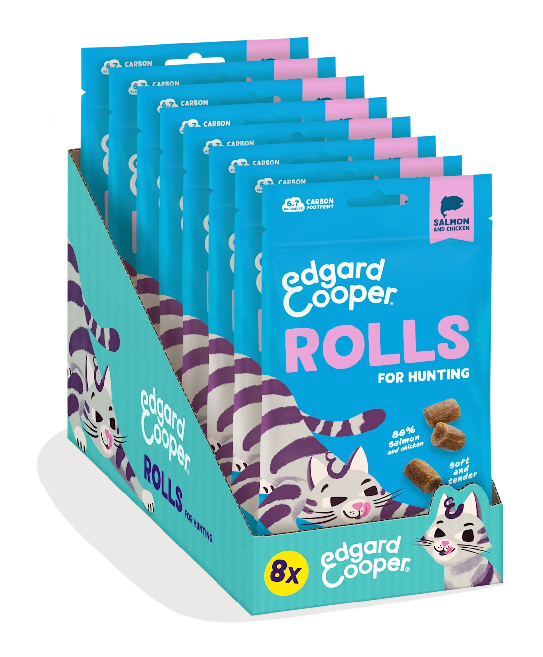 pack 8 snacks gatos rolls salmon edgard cooper