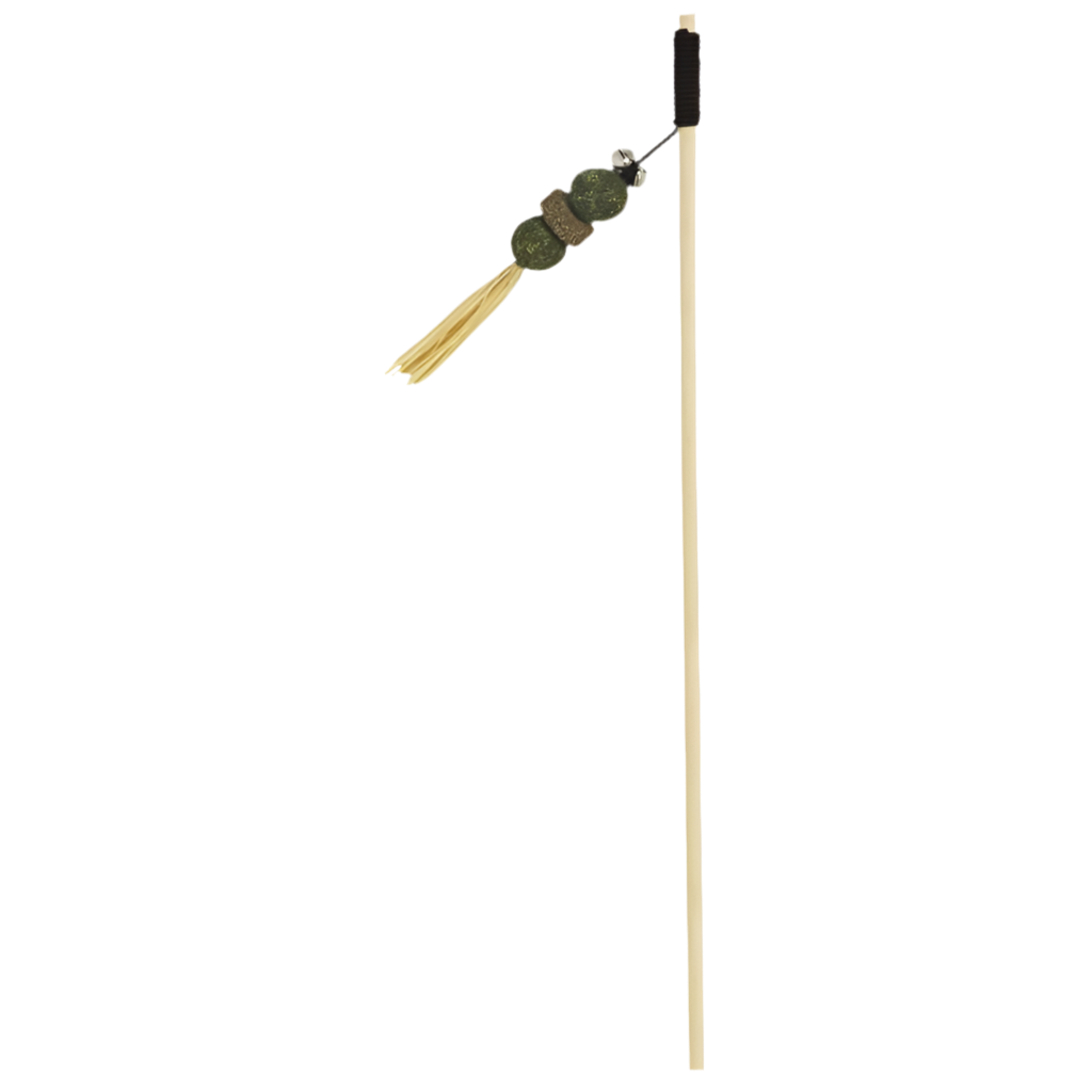 Caña con bolas de catnip y flecos de matatabi