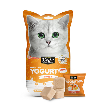 Kit Cat Yogurt Yums Calabaza para gatos, envase de 10 g con 10 piezas de 1 g