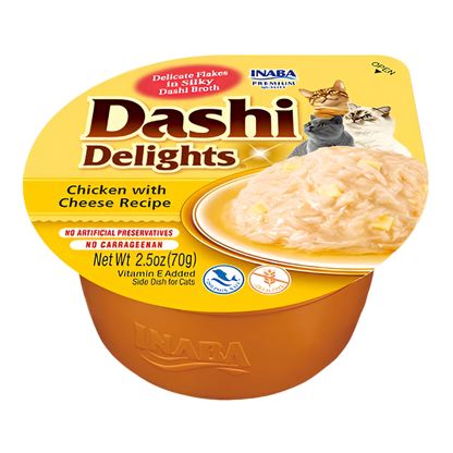 Dashi Delights Pollo con Queso para gatos en caldo dashi 70g
