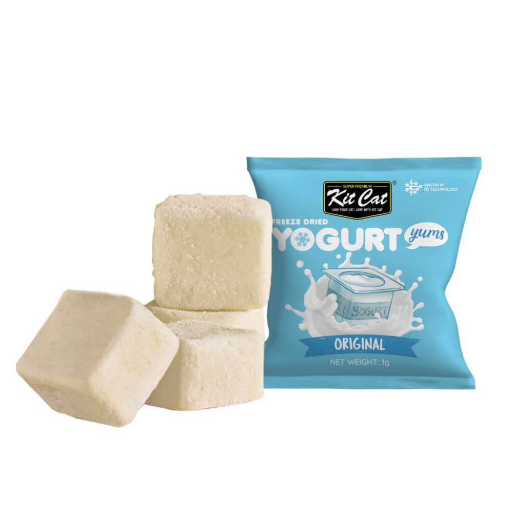 Bocados de yogur liofilizado Kit Cat Yogurt Yums Original y sobre individual de 1 g