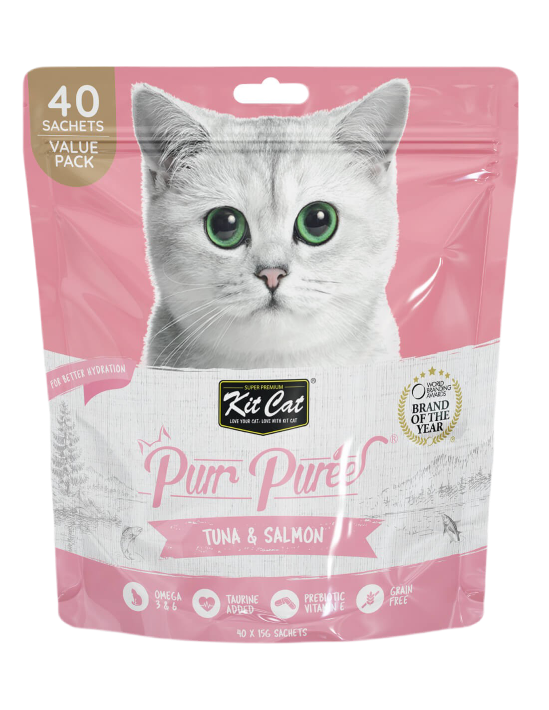 Kit Cat | PurrPuree Value Pack - Atún y Salmón (40 sobres x 15g)