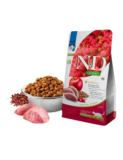 FARMINA | N&D Quinoa Hairball - Pato y Arándanos (1,5kg)