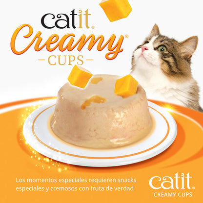 Catit Creamy Cups de pollo con mango, snack natural para gatos
