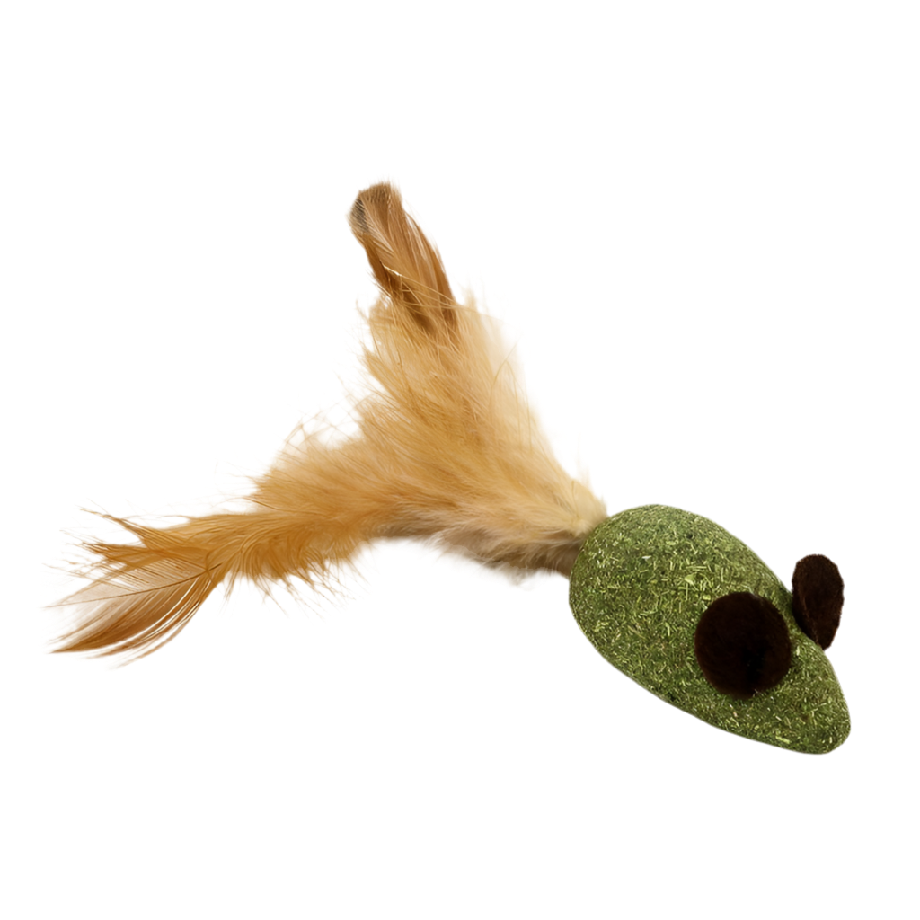 Ratón de catnip con plumas