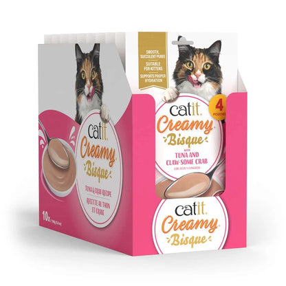 Catit | Creamy Bisque - Atún y Cangrejo (10 paquetes de 4×40g)