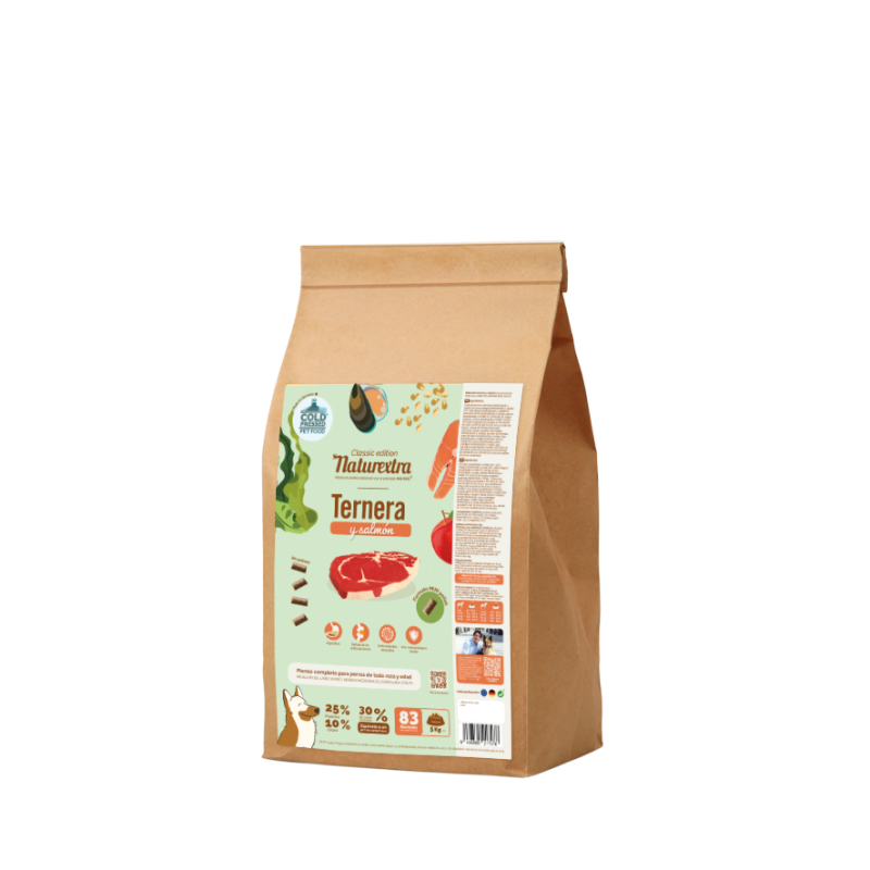 Naturextra | Ternera con salmón Mini Pellet - Pienso en pellets prensado en frío para perros