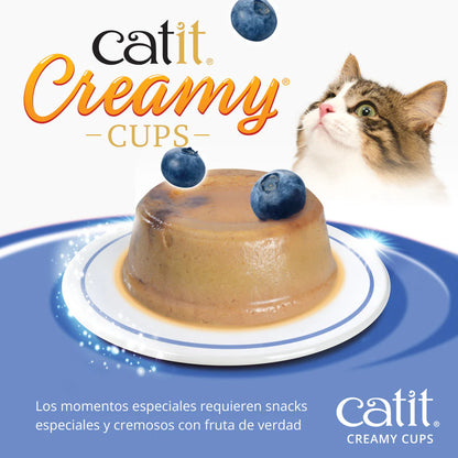 Catit Creamy Cups de pollo y atún con arándanos para gatos