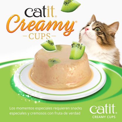 Snack cremoso para gatos Catit Creamy Cups de pollo con kiwi