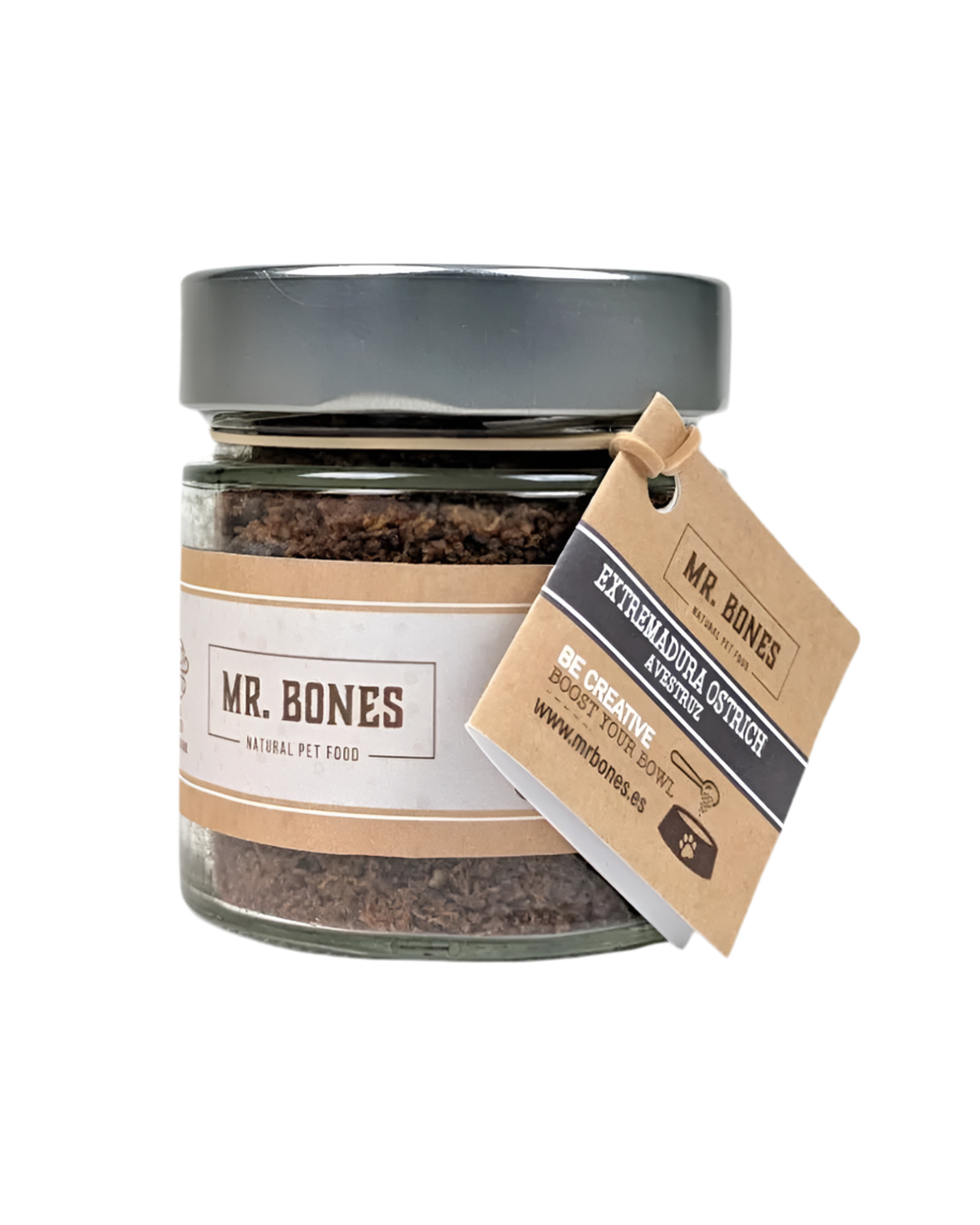 Mr. Bones | Topper de avestruz – Complemento natural para perro y gato